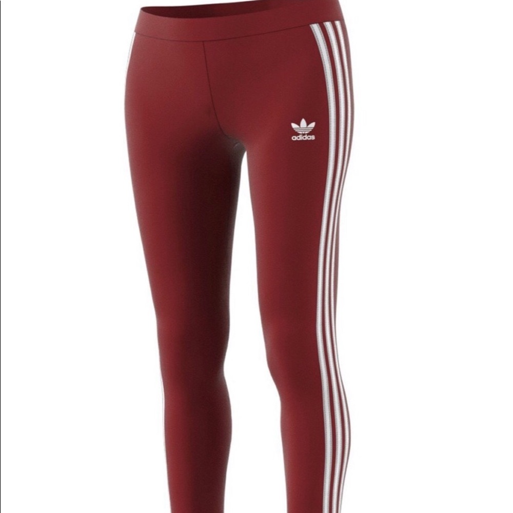 Women’s Adidas Three-strip burgundy leggings
